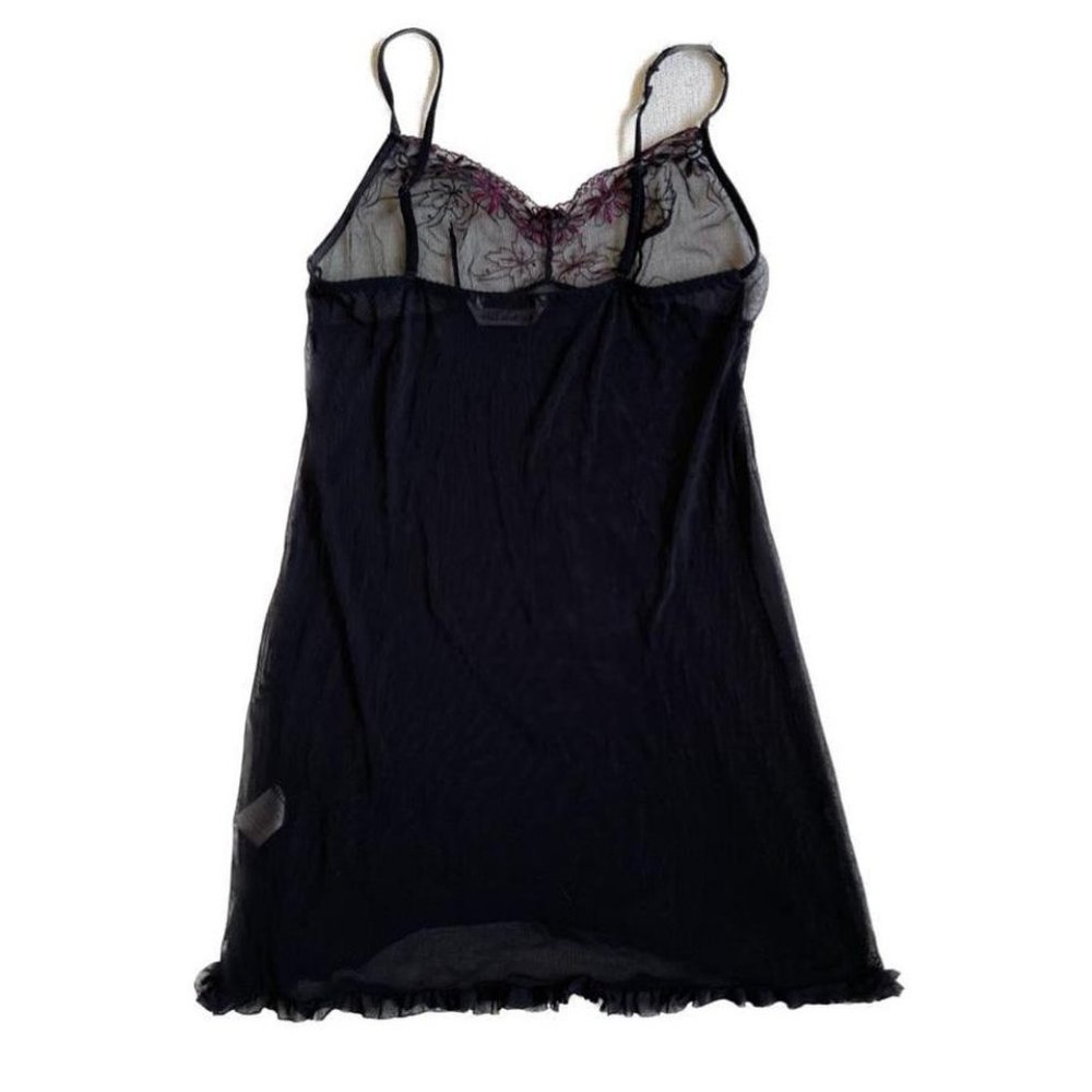 Vintage y2k Black Mesh Embroidered Slip Dress